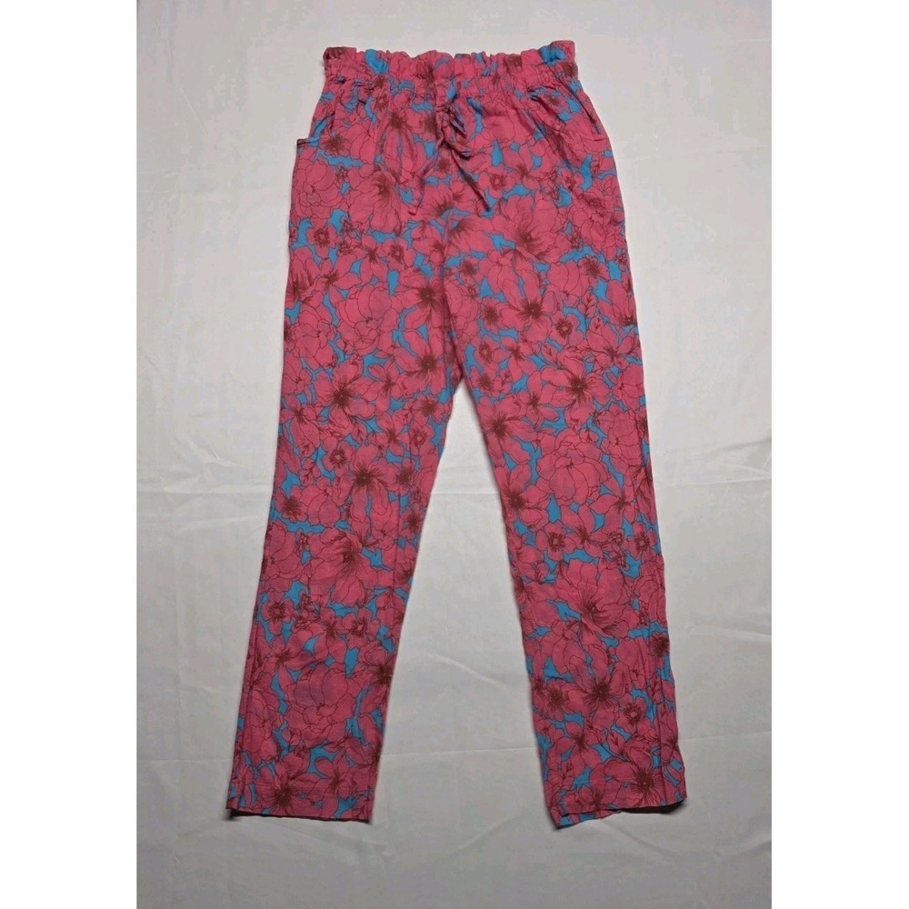 Xirena Talin Cotton Gauze Drawstring Paperbag Pants Women Small Blue Pink Floral